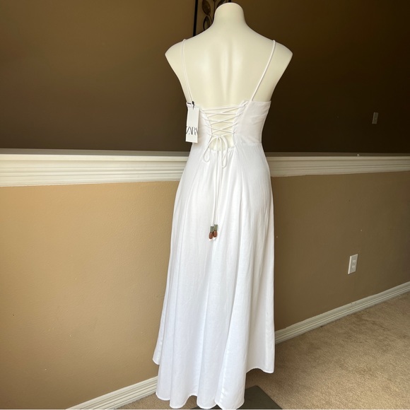 NEW ZARA SWEETHEART NECKLINE DRESS WHITE | 2298/170 - Picture 7 of 10